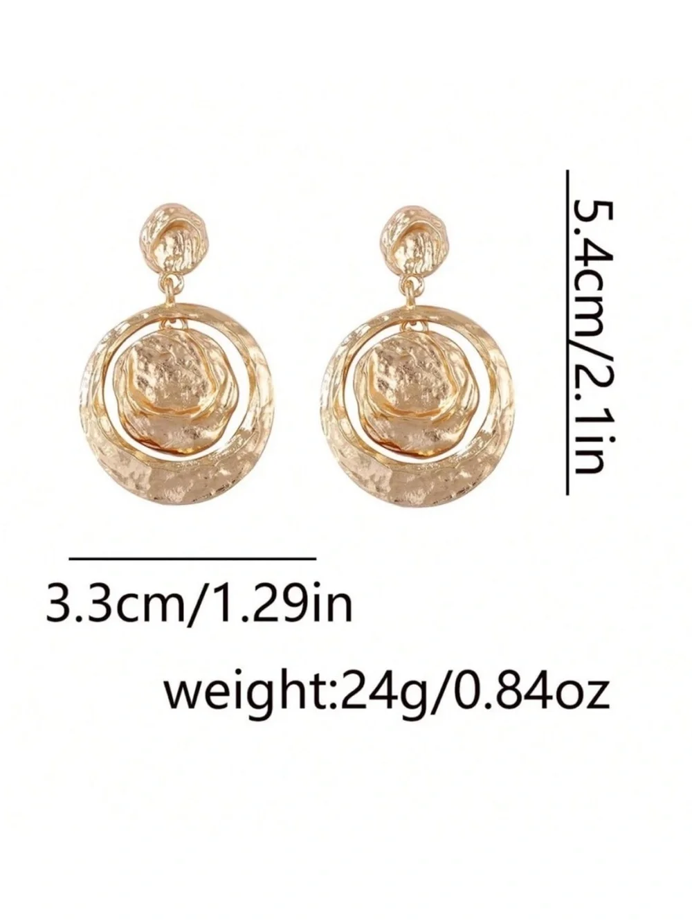 Zara Gold Textured Hoop Drop Earrings